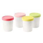 Tovolo 61-3545 Plastic Silicone Mini Tub with Lid - 6 oz, 4 Pieces, Cream Pink White