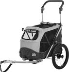 TRIXIE dog trailer for bicycles 15.7 × 15.7 × 23.6 inches up to 33.1 lbs – reflective dog bike trailer with practical quick-fold function – with integrated cushion and leash, 12794