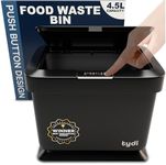 Tydi 4.5L Food Waste Bin with Press-Button Lid (2 Pack) – Compost Bins for Kitchen - Anti-Slip Base and Secure Lid Kitchen Compost – Small Indoor Caddy for Cupboard or Countertop – Black