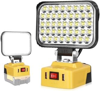 LED Work Light for Dewalt 20V Battery, 108W 12000 Lumen Led Flood Light Outdoor 2 Brightness with USB Charging Port, Battery Protection Switch Rechargeable Work Lights（5in）