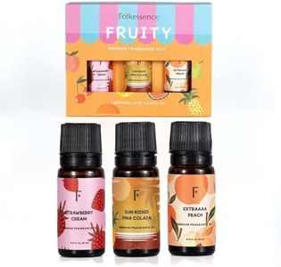 Folkulture Fruity Fields Essential Oils Set for Diffuser | Pack of 3 Fruity Aromatherapy Oils – Peach, Strawberry & Pineapple | Refreshing Home Fragrance for Relaxation & Gifting
