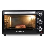 Faber 24L 1600W OTG | Bake, Toast, Roast, Grill | 4 Heating Functions, Upper & Lower Heating, Rottisserie, 360° Convection| Indicator Light, Auto Shut-Off, Ready Bell | Removable Crumb Tray | (Black)