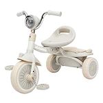 UBRAVOO Baby Tricycle, Foldable Toddler Trike with Pedals, Cool Lights, Durable Wheels and Comfortable Seat, Baby First Walker Trike for 1-5 Years Old Girls, Boys (White)