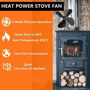 BenkerEsti Wood Stove Fan – Black, Heat Powered Fireplace Accessory