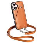 LUCKYCOIN Crossbody Wallet Phone Case for iPhone 16 6.1 inch 2024,Leather Strap Phone Case for Women with Credit Card Holder,Adjustable Lanyard Shoulder Strap,Wallet Pouch Phone Case Brown