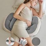 pobopobo Pregnancy Pillow for Sleeping,Comfortable Faux Fur Luxury Maternity Pillow Support for Pregnant Women, Pregnancy Pillows with Laundry Bag, Maternity Pillows for Hip Pain(Grey)