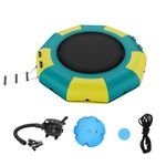 VEVOR Inflatable Water Bouncer, 10ft Recreational Water Trampoline, Portable Bounce Swim Platform with 3-Step Ladder & Electric Air Pump, Kids Adults Floating Rebounder for Pool, Lake, Water Sports