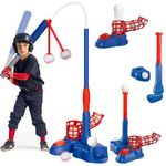 T Ball Sets for Kids, 4 in 1 Teeball Sets, Golf Baseball Game Set Outdoor Teeball Toy Sets, Baseball Batting Sports Toys for 3 4 5 6 7 8 Years