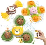 Suction Spinner Bath Toy for Toddler 18 24 Month Old: 3PCS Travel Toys Aged 1-3 Year Old Babies Fidget Spinner, Sensory Toys Gift for 1 2 3 Year Old Kids Suction Cup Spinning Top Animal Bath Toy