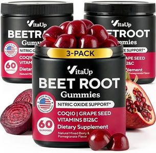 VitaUp Beet Root Gummies – Beetroot Gummies with CoQ10, Grape Seed, Vitamin C, B12 & B3 – Nitric Oxide Gummies for Circulation, Energy & Immune Support – 60 Beets Chews – Pack of 3