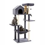 Made4Pets 60 inch Cat Tower for Indoor Cats, Multi-Level Cat Tree with Plush Hammock, Cozy Cat House, Scratching Posts, Top Perch, and 2 Hanging Balls