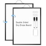 Dry Erase White Board for Wall, ARCOBIS 12" x 16" Small Magnetic Portable Double-Sided Whiteboard, Hanging Mini Dry Erase Board for to Do List, Drawing, Home Office, Kitchen, Black