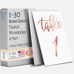 Merry Expressions Rose Gold Wedding Table Numbers 1-30, Wedding Decorations for Reception - 4x6 inch Double Sided