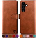 SUANPOT for Samsung Galaxy S24 5G Wallet case with RFID Blocking Credit Card Holder,Flip Book PU Leather Protective Cover Women Men for Samsung S24 Phone case Light Brown