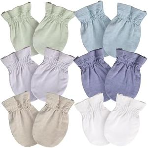 PurComfy SuperSoft Baby Mittens, Bamboo Viscose Infant Newborn Mittens for Girls Boys No Scratch Gloves 6 Pack