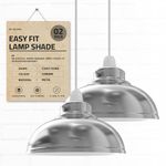 Chrome Metal Ceiling Lamp Shade only Replacement Pendant Light Shades Easy Fit Light Shade Pendant 29cm Modern Retro Ceiling Lighting Shade Bedroom Industrial Light Shade Ceiling Hanging Shade Pack 2