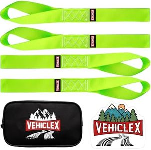Vehiclex Soft Loop Motorcycle Tie Down Straps 1.5 x 18 inches - Green - 10000 lb Load Capacity - 4 Pack Tie-Down Loops in Storage Bag – Secure Trailering of Bikes, ATV, UTV, Lawn Equipment