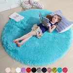 Blue Round Rug for Bedroom,Fluffy C