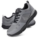 Walking Shoes for Men with Arch Support - Orthopedic Comfortable Sneakers for Plantar Fasciitis - Breathable Non Slip Shoes for Flat Feet & Pain Relief, Grey, 12