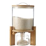 Aprilhp Cereal Storage Container, 5L, Aroma Rice Dispenser, Glass Containers for Food Storage with Lids, Kitchen Organization Sets, Seal Ring and Bamboo Stand