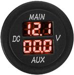 MASO Car Motorcycle DC 12-24V Dual LED Digital Round Panel Voltmeter Ammeter Amp Volt Meter Guage(Red)