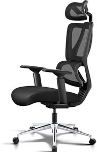 MELOKEA Ergonomic Office Chair with Auto-chasing Lumbar Support 3D Arm Widened Headrest Spring Seat Cushion Patented Weight-sensing Base 133° Lock Solidly Built Mesh, EN1335 Standard