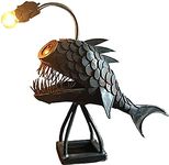 Industrial Table Lamp, USB Angler Fish Table Lamp Rustic Bedside Desk Lamp for Nightstand,Vintage Edison Reading Lamp for Bedroom Office Living Room Dorm,(Bulb Not Included),Black