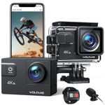 WOLFANG Action Camera 4K 60FPS 24MP GA300, WiFi 8X Zoom EIS Vlogging Camera, 40M Waterproof Underwater Camera for Snorkeling, External Mic, Remote Control and Helmet Accessories Kit for Cycling