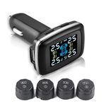 Tire Pressure Monitoring System, Real Time Monitoring RV TPMS Tire Pressure Monitor with 4 External Sensors Tire Pressure Reminder, Leakage Warning, Auditory Alarm for Travel Trailer, Coach