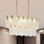 Depuley 31.5" Gold Oval Crystal Chandelier, 8-Light Kitchen Island Lighting Fixture, Adjustable Hanging Pendant Light for Hallway Foyer Breakfast Bar Living Room Dining Room, E12 Bulb Included, UL