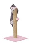 FURRLOVERS Scratching Post Cat Kitten Tree | Dangling Ball | Plush Fur Fabric | Sisal/Jute Rope | Stable Heavy Base 11 ((16 x 16 x 16 inch,) (Pink - FURR-16X11)