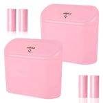 Tulsondai Car Trash Can,2 Packs Mini car Trash can Hanging Portable Car Bin with 4 roll Disposable Trash Bag for Car, Home, Office (2pcs Car Trash can Pink)