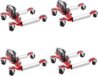 Garvee 4PCS Car Wheel Dolly, 1500LBS Capacity Car Dolly with Hydraulic Tire Jack for Vehicle Positioning for Truck RV Trailer, Red