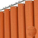 BTTN Stall Fabric Shower Curtain - 54x78 Inch Long Linen Textured Heavy Duty Shower Curtain Set with 10 Plastic Hooks, Narrow Neutral Outdoor Weighted Waterproof Shower Curtains for Bathroom - Orange
