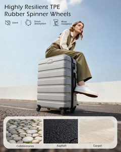 COOLIFE 28" Large Hard Shell Suitcase – Lightweight ABS+PC, Spinner Wheels, Silver