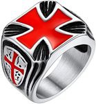 FaithHeart Silver Masonic Crusader Cross Thumb Rings for Brother Retro Knights Templar Jewelry Cool Signet Ring for Male Size 9
