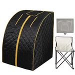 amocane Portable Far Infrared Sauna, 1 Person Saunas Tent for Home Spa, Dry Heated Full Body Sauna with Heating Foot Pad and Foldable Chair for Detox & Relaxation (L 27.6" x W 31.5" x H 37.8", Black)