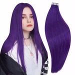 RUNATURE Tape in Hair Extensions Purple Real Remy Human Hair Tape in Extensions Dark Purple Tape in Human Hair Extensions for Short Hair Highlight 12 Inch 20g 10pcs