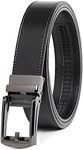 Mens Genuine Leather Ratchet Dress Belt with Slide Belt for men, Black Belt/Black Buckle, ADJUSTS TO FIT 28-44