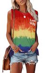 Love Wins Tank Top for Women Gay Pride Sleeveless T Shirts LGBT Rainbow Tee Summer Casual Tops, Multicoloured, Medium