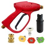 TUQO Pressure Washer Gun with 4 Spray Nozzles & 1/4" Brass Coupler, M22-15mm, Suits Most High Pressure Washers with Hose Outlet M15 - HG12 Combo