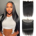 Lace Frontal 13x4 Closure Human Hair Transparent Straight Ear To Ear Closure Free Part Pre Plucked With Baby Hair 100% Unprocessed Virgin Natural Color Only 14 Inch