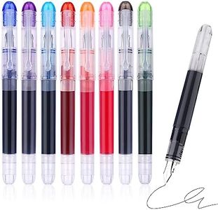 TIESOME 8 plumas estilográficas desechables, tinta negra, escritura suave, secado rápido, tinta líquida, punta fina, suministros de regalo para la escuela y la oficina