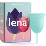 Lena Menstrual Cup - Reusable, Soft Silicone, Light & Heavy Flow, Beginner Use - Ideal Alternative to Tampons, Pads, Period Underwear - Period Solution - Regular Capacity - Turquoise