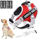 HUSDOW Dog Harness & 5ft Dog Leash, No Pull Service Dog Vest Harness with Handle, Adjustable and Night Reflective No Chock Puppy Harness for Small Medium Large Pets for Walking and Running(Red, M)
