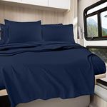 Clara Clark Deep Pocket Fitted Luxury Soft Microfiber RV Sheets, Navy Blue, Short Queen