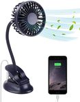 Mikikin Clip on Small Mini Fan, Portable Usb Battery Operated Rechargeable Quiet Personal Desk/ Baby Stroller Fan 3 Speeds Flexible Neck Great for Bed Office Car Dorm Travel Camping Beach