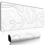 White Minimalist Topographic large Mouse Mat Gaming,Mouse Mat Large Mouse Pad Gaming, 31.5x11.8in Keyboard Mousemat Desk Mat With 3mm Non-Slip Base,Mousepad For Gaming Office Work