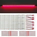 Under Cabinet LED Lighting 10Pack Rigid DC 12V LED Light Strip Light Super Bright Led Bar - Red SMD5630 9W 84LED Double Row 0.5m/20in for Counter,Shelf,TV Back,Showcase