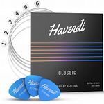 HAVENDI® Guitar Strings for classical guitar - brilliant sound quality strings made of nylon for classical guitar coated with silver (6 string set) incl. 3 picks